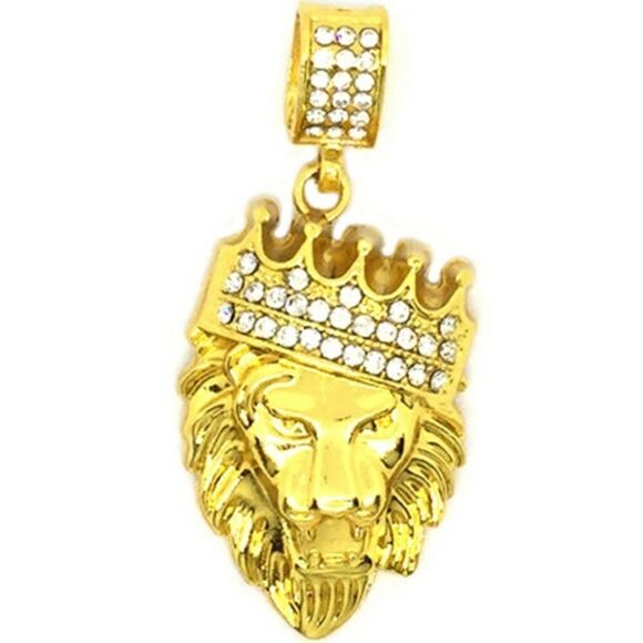 Jewelry - Gold Lion Wearing a Crown Pendant